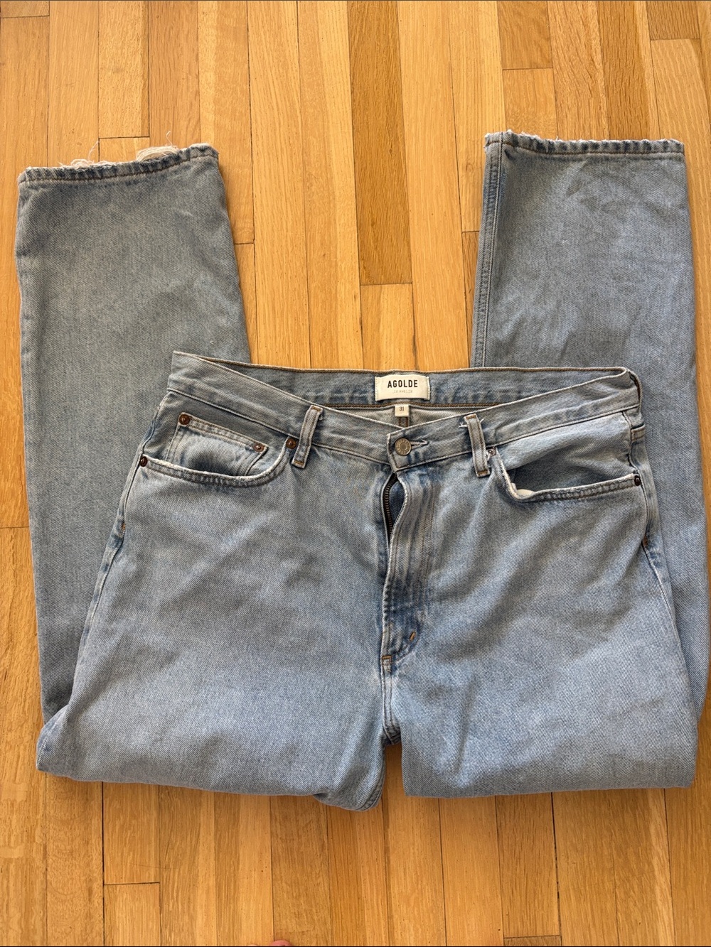 Agolde Light Wash Womens Straight Jeans